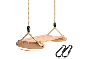 ‎LYNDWIN Holz Schaukelsitz, Schaukel Holz für Erwachsene und Kinder Schaukel Garten mit Einstellbares Seil Innen und Außenschaukeln Holzschaukel Outdoor Schaukelbrett Erwachsene bis 100 kg