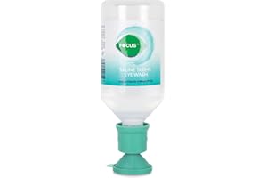 Reliance Medical Focus Saline Eyewash 500ml Steril mit Speziell Geformtem Augenbecher - Einmalige Anwendung, Ideal für Allergien