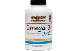 Crown Sport Nutrition Omega-3 PRO, Perlas de aceite de pescado con 2400 mg de Omega 3. (120 Perlas)