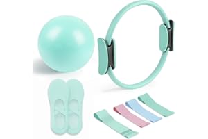 GENERISCH Pilates Essential Kit - Portable Fitness Equipment - with Toning Pilates Ring & Long Resistance Bands & Pilates Loop Bands & Soft Pilates Ball & Pilates Grip Socks