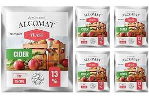 Alcomat Cider Hefe - Trockenhefe für Cidre - Yeast Alkohol Hefe Weinhefe auf 25 bis 30 Liter bis 13% - Weinhefe 5er Set