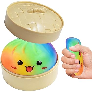 Giant Glitter Dumpling Squishy Toy, 9 x 9 cm, gesimuleerd knoedelspeelgoed met terugstoot en demperbox, zacht fidget-speelgoed voor familie, volwassenen, studenten, thuis