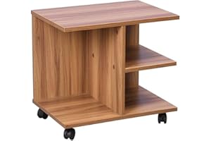 BAKAJI Tavolino da Caffe Salotto Multifunzione Tavolo Divano Porta TV Riviste Comodino con Ruote in Legno Melaminico (Noce)