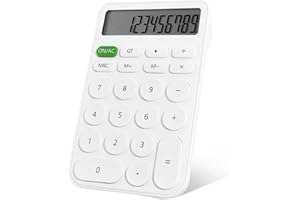 EooCoo Desktop Calculator for Students,12-Digit LCD Display Basic Desk Pocket Calculators for School Office Home,White