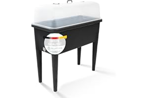 BLUMIXX Jardinière surélevée avec pieds et capot amovibles, 76 x 37 x 84,5 cm, en plastique polypropylène robuste, polyvalent, pour jardin et balcon, design moderne pour légumes, herbes et fleurs