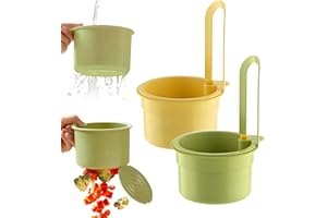 EDUPLAYTE 2Pcs Passoire d'évier à Suspendre - Bouton Pression - pour évier de Cuisine - Filtre Amovible - Pression pour Suspendre sans salir Les Mains, pour Laver/Organiser dans la Cuisine(Vert + Jaune)