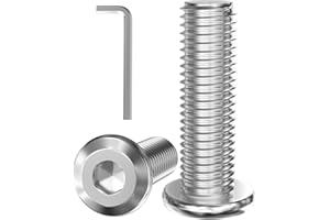 GUEEYUAW 20 Pièces M6 x 30 mm Vis Hexagonales à Tête Plate 304 Acier Inoxydable A2 V2A Avec Clé Hexagonale Peut être Utilisé à l'extérieur