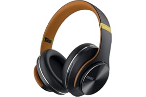 DOQAUS Bezprzewodowe słuchawki nauszne, 52 godz. odtwarzania, Bluetooth, z 3 trybami EQ, składane, Hi-Fi, z mikrofonem, do komputera, telefonu, tabletu, czarno-brązowe