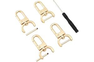 HUIANER 4PCS Replacement D-Rings Swivel Snap Hooks,3/4 Inch Rotatable Push Gate Clip Lobster Claw Clasp for DIY Bag Purse Keychain Tags Leather Craft (Gold)