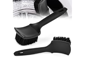 VGECEE 2 Pezzi Spazzola per Pulizia Cerchi Spazzola Cerchi Auto con Manico Ergonomico Spazzole per Cerchio Strumento di Pulizia di Setole Lunghe Spazzole per Pneumatici per Pulizia Ruote per Moto Bici