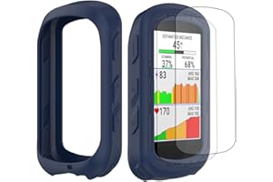 Pnakqil Coque de Protection Silicone + 2 Verre Trempé Compatible avec Garmin Edge 540, Film de Protection écran Protecteur GPS Accessoire Compteur Vélo pour Garmin Edge 540