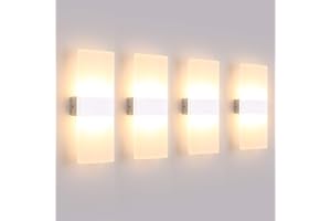 Klighten 4PCS Lampada da Parete Interno 12W Bianco caldo 3000K, Moderno Applique da Parete in Acrilico Perfetto per Camera da Letto, Soggiorno, Bagno, Corridoio, Scale, 780 Lumen