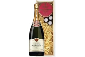 DRINXCOM Magnum of Taittinger Brut Reserve Champagne And Strawberries & Cream Charbonnel Truffles Magnum Box 150cl 12.5% abv