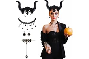 FORMIZON Cornes de Diable Noir, Bandeaux Cornes de Diable pour Enfant Costume Accessoire, Serre-tête Halloween Femme, Cosplay Maleficent, Carnaval (Noir II)