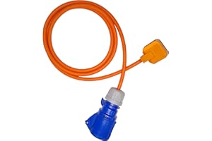 CABLE ASSEMBLY INNOVATIONS Fly Lead Converter Cable, 13A Plug to 16A Socket, Electrical Hookup Cable for Camping, Caravans, Motorhomes, Generators, Marine Applications. Mains Power to 16 Amp Power Adaptor Cable (1m)