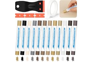 NUTKIT Hårdvax Reparationsset, 12 Färger Laminat Reparationsset med Schaber & 3 Plastblad, Reparationsset för Laminat/Parkett/Trä/Vinyl, Reparationsvax för bänkskivor, Dörrar, Bord, Skåp - A