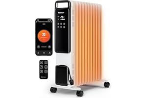 Pro Breeze® OmniWarm Smart 2500W 11 Fin Oil Filled Radiator - Digital - WiFi Smart App, Thermostat, 24Hr Timer, 3 Heat Modes, Child Lock, Overheat & Tip-Over Protection Oil heater for Home - White