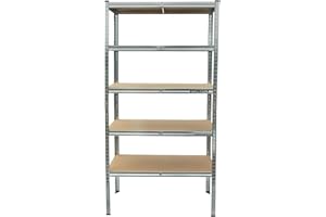StoreRack Garage Storage Shelves, Storage Racking and Shelving, Heavy Duty Shelving Unit, Shed Racking, Metal Shelving, 5 Tier Shelving Unit, 180 x 90 x 45 – Galvanised Silver