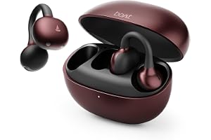 boAt 2026 Launch Airdopes ProClip,Air Conduction Tech,Feather-Light Earbuds,Clip-On Design,All Day Wear Comfort,52H Battery,12mm Dynamic Drivers,App Support,BT v6.0,OWS Earbuds with mic(Velvet Wine)
