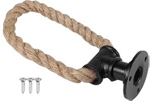 Bruafsir Vintage Towel Rack Ring Industrial Style Wall Mount Towel Holder Iron Pipe Rope Bathroom Toilet Home Hotels Decoration