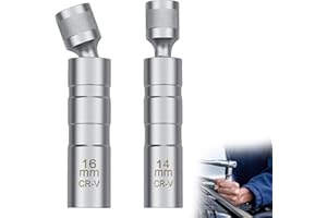 ZFRITP 2 Pièces Cle a Bougie,Cle a Bougie Magnétique,Douille Bougie 14mm & 16mm,Universel Magnétique Clé à Bougie Allumage, Outil de Démontage de Bougies,Outil de Retrait de Bougie D'allumage.