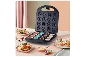 GENERICO Macchina per Ciambelle Antiaderente, 16 Ciambelle in 5 Minuti, 850W, Sicura e Facile da Pulire e da Usare, Regalo Perfetto, Ideale per Casa, Pasticceria, Feste, Tè - Piastra per Donuts, Donut Maker