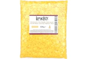 Ilmkerze® Bienenwachs Pastillen gelb 500 g | Premium | ideal für Kerzen Teelichter Formkerzen Ziehkerzen Kerzengießen Bienenwachskerzen