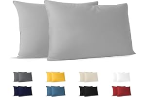 Dreamzie Poszewka na poduszkę 70 x 40 cm (zestaw 2) 100% bawełna Jersey 150 GSM - szara, poszewka na poduszkę 40 x 70 bawełna, wytrzymała i hipoalergiczna poszewka na poduszkę