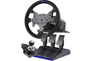 PXN V99 Gaming Steering Wheel, Driving Force Feedback Steering Wheel with Pedals and Shifter - 3.2NM, 270°&900°, 11.8 inch, 4 Paddle Shifters, Tools APP - Racing Steering Wheel for PC, Xbox and PS4