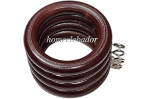 HomeElabador®Anillos para Ganchos de Cortina de Madera de 38 mm con Ojos Recubiertos de Color (Rojo Caoba, 18)