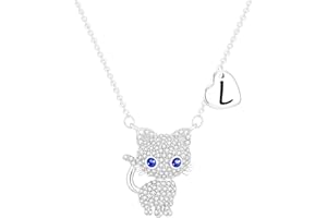Esmoly Gifts for Girls Cat Necklaces for Girls Initial Necklace Heart Letter A-Z Cute Birthday Gifts for Women Daughter Granddaughter Niece 16+2 Inches