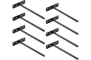 Sayayo Floating Shelf Bracket Heavy Duty Shelf Support Invisible Hidden Wooden Brackets for Shelves Wall Mounted, 200MM Length/8-inch Metal Black Finish 8 Pack, EJY8008B-8P