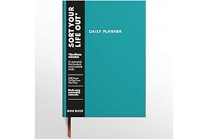 Ohh Deer Daily Planner Notebook A5-288 Page Undated Organiser Journal Notebook - To Do Book, Hourly Schedule Planner, Notes Page - A5 Undated Diary for New Job or University - Sea Teal
