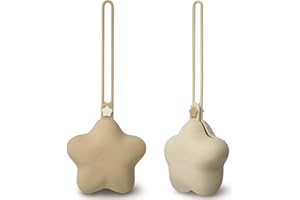 Moonkie Guarda Chupetes Bebe, Porta Chupetes Bebe de Silicona(Set de 2), Chupetero Silicona Transparentes, Portachupetes Sin BPA, Caja Chupete, Fundas para Chupetes(Café Claro/Arena Amarillo)