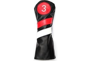 SHABIER Juego de 3 fundas para cabeza de golf, color blanco, rojo y blanco, cuero sintético vintage de piel sintética 1, 3, 5, para palo de golf (negro 3)