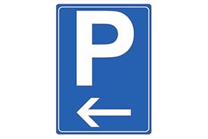 Pubblimania Señal de aparcamiento con flecha | aluminio de 3 mm. Para uso en exterior o interior instalable en pared, puerta (Cm 30x40 con flecha a la izquierda)