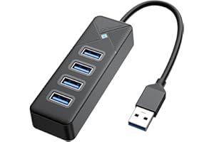 GiGimundo PG4U-U3 4 Ports USB 3.0 Hub, 0.15M Cable, 5Gbps Multi USB Port Expander, Fast Data Transfer USB Splitter, Compatible with Windows/Mac OS/Linux for PC, Laptop, Mac/Macbook Air/Pro, Black