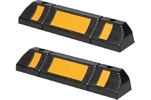 UISEBRT Gummihjulstopp parkeringsgräns för garage – 2 stycken gummiparkeringstopp, hjulblock, parkeringsbarriär, startskydd med reflektionsremsor för garage och parkeringsplatser, 60 x 12 x 10 cm