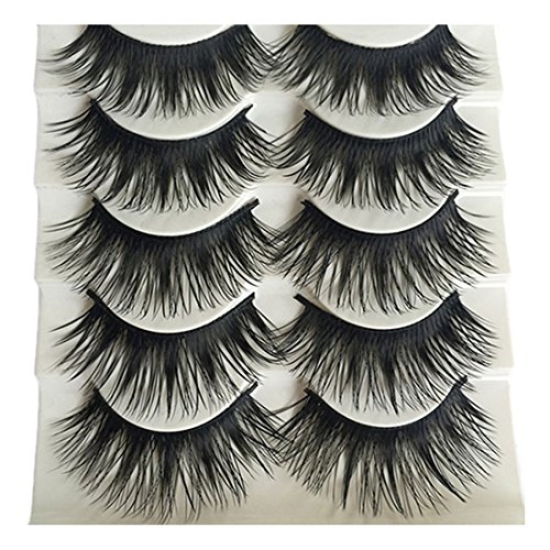 Bluelans® 5 Paar Lange Falsche Künstliche Wimpern Dick Natürlich Schwarz Eyelashes Wimpernverlängerung Make-up