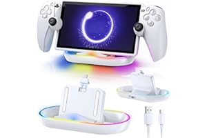 Upgarde Ladestation für Playstation Portal Remote Player, Magnetischer Typc-C Ladegerät für PS5 Portal, Tragbare Docking Station für PS Portal Zubehör mit buntem Licht (Case Friendly, NUR Ladestation)