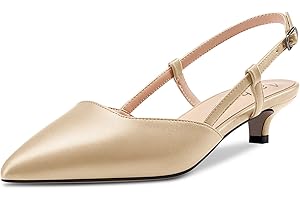 Aachcol Mujer Bajos Gatito Heel Pumps Puntiaguada Punta Correa Tobillo Slingback Dress Zapatos Sandalias Oficina Fiesta de Boda Matte 3.5 CM