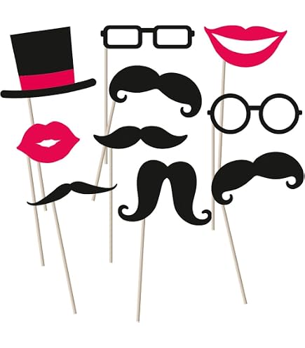 5-teiliges Fotobooth-Set Mit Hut, Schnurrbart, Brille - Lustige Selfie-Requisiten