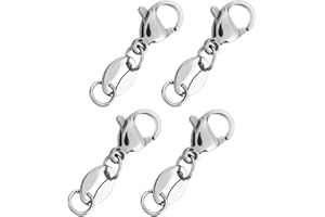 Abeillo Lot de 4 fermoirs de chaîne argentés pour bracelet, collier, extenseur de bracelet pour bijoux, bracelets, colliers