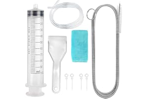 XWCHASA Kühlschrank Reinigungsset, 9 Stück Abflussloch Reinigungsset, Kühlschrank Reiniger Spritze mit Schlauch, Wiederverwendbar Edelstahl Abflussreiniger für Entblocken Abflusslöchern Kühlschränke