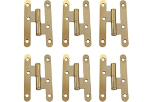 AZERODESIGN-Bisagras Puertas Madera-Bisagras para Puertas-Pernio Bisagra-Material Acero-Pack 6 Unidades-Sin Remate-Medidas100x57mm-Cantos Redondo (DORADO BRILLO, DERECHA)