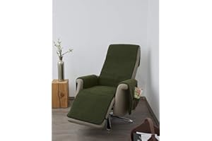 K. & N. SCHURWOLLE Schurwoll-Sesselschoner mit Armlehnenschoner und langem Fußteil, Grün