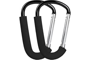 LALAGO Kinderwagen-Haken, 2er-Pack 16cm Karabinerhaken, Groß Karabiner für Kinderwagen, Kinderwagen Karabiner, Federschnallen mit Schwamm, Haken für den Kinderwagen, Anhänger in universeller Passform