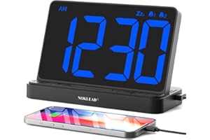 NOKLEAD Sveglia digitale - sveglia da comodino con con 5 suoni natura, dimmer, volume della sveglia regolabile, orologio digitale caricatore USB, ampio display LED da 6,5", snooze e 12/24 ore
