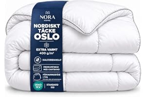 NORA HOME Täcke 150x220 cm – Mycket varmt (4,5/5) – Allergivänligt, anti-kvalster & antibakteriellt – Oeko-Tex – 400 g/m² – Mjukt 3D-fiber – OSLO