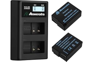 Powerextra 2 Stück Ersatzakku für Panasonic DMW BLC12 E und LCD Dual Ladegerät kompatibel mit Panasonic Lumix DMC GX8 G70 G81 G7 G6 G5 FZ2000 FZ1000 FZ200 FZ300